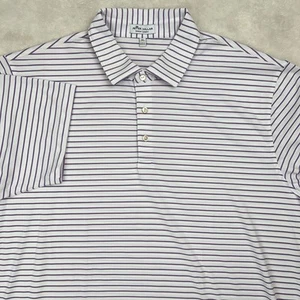 PETER MILLAR Polo Shirt Mens XL Summer Comfort Performance White Striped Stretch - Picture 1 of 21