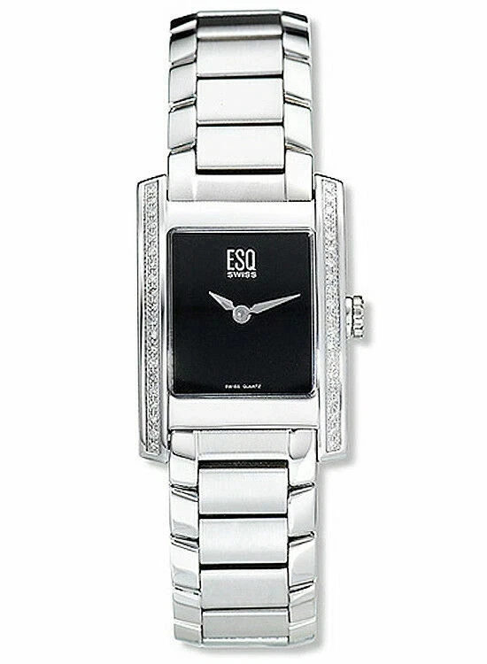 ESQ by MOVADO E5428-07101101瑞士银色钻石表圈黑色表盘女士腕表 — 第 1/4 张图片