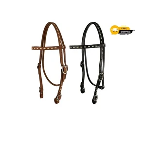 Western Leather HandTooled Cow Leather Buckstitch Headstall - Picture 1 of 4