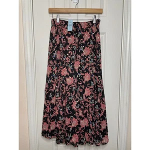 NEW Loft Shimmer Paisley Godet Midi Skirt Size XS Pull On Stretch Waist - Picture 1 of 7