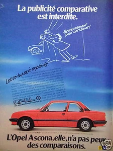 PUBLICITÉ OPEL ASCONA LA VOITURES A EXPLOITS ELLE N'A PAS PEUR DES COMPARAISONS - Picture 1 of 1