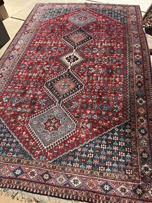 Antigua y Magnífica Alfombra Fina Karajeh Tabreez 8' X 5' Lana Tejida a Mano Alfombra Oriental Foto 1 de 4