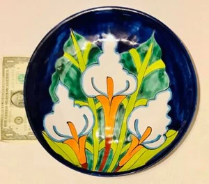 Authentic Vintage Mexican Folk Art Talavera Puebla Artist Wall Hang Plate - Picture 1 of 5