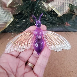  Arte Vidrio Mariposa Polilla Navidad Adorno Alas Pintadas Alemán? - Imagen 1 de 7