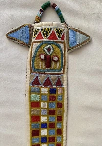 49" Vintage African Yoruba Tribe Beaded Lizard Belt Sash From Nigeria - Picture 1 of 9