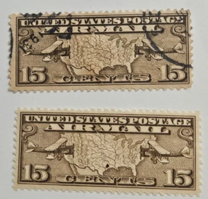 US Air Mail Sc C8, 15c Planes & Map, MNH & Used VF CV$7.25 (XG05) - Picture 1 of 1