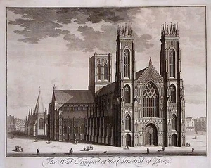 Antique map, The west prospect of the Cathedral of York - Picture 1 of 1