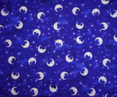 Cotton Fabric By The Yard Night Owls Moon Stars Dk Blue Sky Robert Kaufman - Image 1 of 2