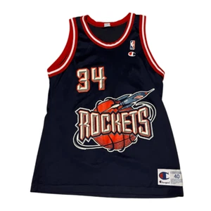Champion Herren Blau Hakeem Olajuwon Houston Rockets 34 Basketball Trikot Größe 40 - Bild 1 von 9