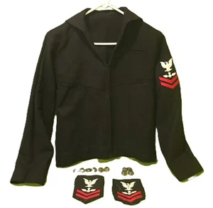 US Navy Undress Wool Jumper Sz 38 Silver Buttons Aviation Ordinance Patch Lot 13 - Picture 1 of 12