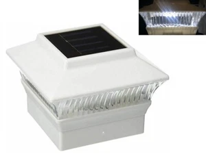 Set of 2/4/6/8/10/12 Outdoor Solar White 4"x4" PVC&Wood Fence Post Cap LED Light - Picture 1 of 7