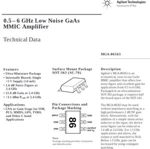 MGA-86563 0.5 – 6 GHz GaAs MMIC Amplifier ................... Lot of 10 ..... - Picture 1 of 1