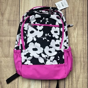 Studio C Backpack Laptop Tablet Holds Most 15” Laptops Black Pink Floral NEW - Picture 1 of 6