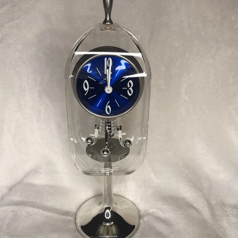 Rare Vintage Schmid Carriage Pendulum Lucite Atomic Desk Clock W Germany 60s-70s Cover
