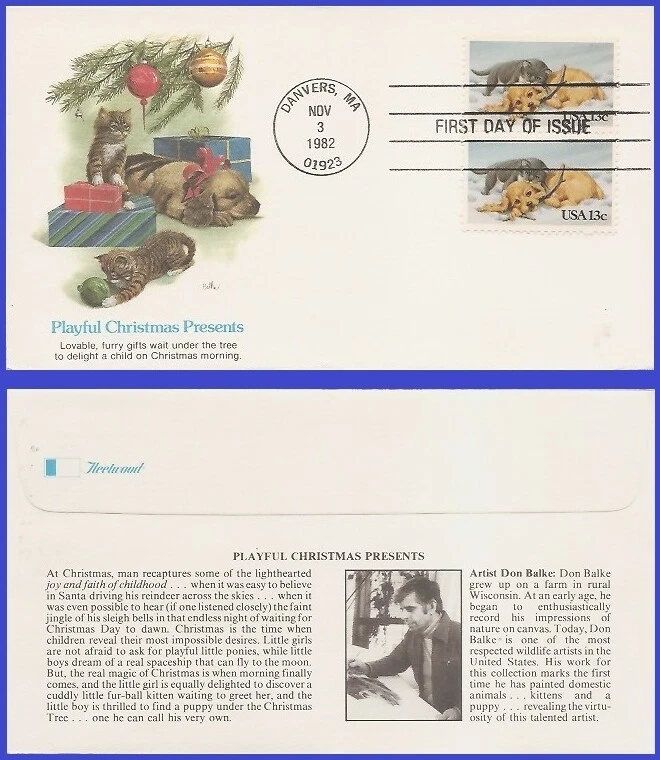 USA4 #2025 U/A FLEETWOOD FDC STR2  Kitten and Puppy - Image 1 of 1