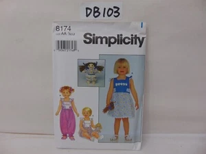 SIMPLICITY SEWING PATTERN UNCUT 8174 BLOOMER DOLL & TODDLER 1/2, 1, 2  DRESS - Picture 1 of 3