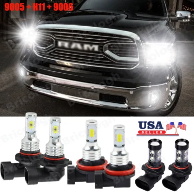 For Dodge RAM 1500 2500 3500 2013-2015 LED Headlight + Fog Light Bulbs Combo BY - Image 1 of 4