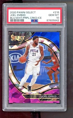 Joel Embid 2020-21 Panini Blue White Purple Cracked Ice Courtside PSA 10 GEM - Image 1 of 2