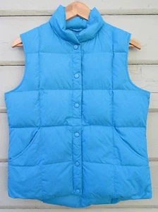 Chaleco acolchado Land's End azul azul a presión frontal LUJO 70/30 Wms S 6 8  - Imagen 1 de 4
