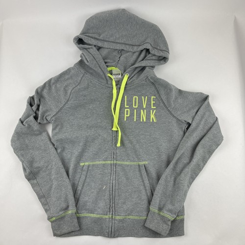 UNDERCOVER Felpa con cappuccio Victorias Secret rosa donna media grigio giallo accento full zip