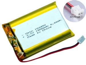 103450 LiPo Batterie Akku 1800mAh 3.7V JST PH 2.0 Stecker für Navi, GPS,... - Bild 1 von 6