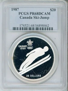1987 $20 CANADA SILVER PCGS PR68DCAM - 1988 CALGARY OLYMPICS SET SKI-JUMP - Picture 1 of 4