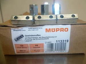 MÜPRO Gewindemuffen mit Sechskant, mit Querbohrung verzinkt Art. 113319 M8 x 30 - Bild 1 von 1