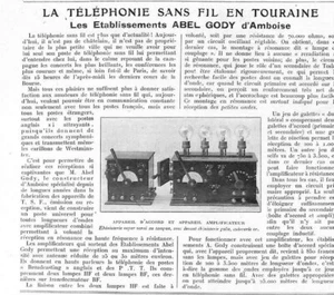 AMBOISE (37) ETS ABEL GODY / TELEPHONIE SANS FIL / ADP 1923 - Foto 1 di 1