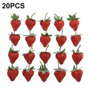 20*Künstliche Erdbeeren Deko Obst Erdbeere Künstlich Küche Dekor Obst 3,6x3cm - Bild 1 von 24