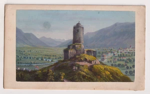 Suisse CDV Tour de la Bâtiaz à Martigny c.1858 - d'après lithographie aquarellée - Imagen 1 de 2
