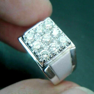2Ct Round Lab Created Diamond Engagement Wedding Band Ring 14k White Gold Plated - Picture 1 of 3