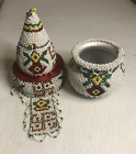 Set of Vintage India Kalash Naiyal Indhon Handcrafted Beadwork