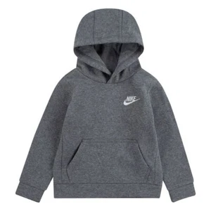 Nike Boys Grey Hoodie Club Fleece Heather Sweatshirt Swoosh Pullover 2T-3T NWT - Picture 1 of 3