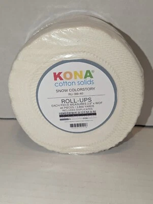 Robert Kaufman Kona Cotton Solid Snow Colorstory Jelly Roll Fabric 40 x 2.5"  - Image 1 of 3