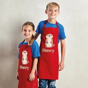 Personalised Any Name Otter Waterproof Kids Apron. Craft Bake Cook Boy Girl - Picture 1 of 12