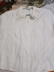 Fashion Bug Large Dress Blouse Fancy Top Button Down Collared Shirt - Picture 1 of 2