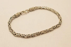 925 Sterling Silver Bali Chain, Byzantine Bracelets. 3mm-3.2 mm. Various Lengths - Picture 1 of 36