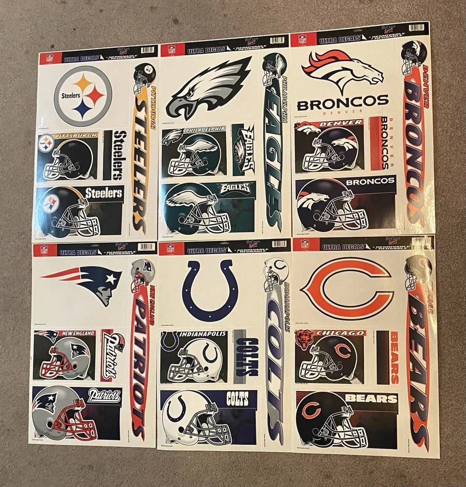 (6) Hojas de calcomanías adhesivas surtidas de fútbol americano NFL 11x17 Ultra 5 para Windows Foto 1 de 1