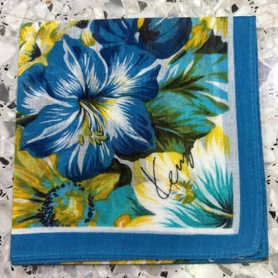 ARTE FLOR DE HIBISCO FLOR VINTAGE AZUL PAÑUELO MUJER BOLSILLO CUADRADO ALGODÓN 17"#W261 Foto 1 de 3