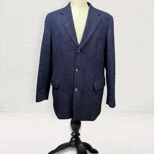 VTG J Crew Wool Mohair Oarsman Blazer Men 42L Blue 3 Button Lined Sport Coat - Picture 1 of 20