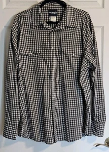 Camisa Western Wrangler Para Hombre Manga Larga Frente a Presión Negra/Gris A Cuadros XXL - Imagen 1 de 8