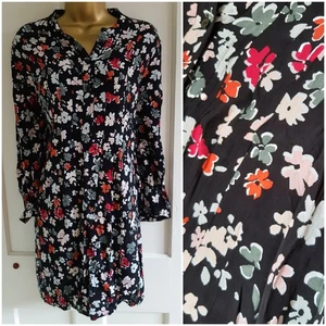 Hobbs Black With Multicoloured Floral Pattern Blouse Tunic Shirt Top Size 18 - Picture 1 of 15