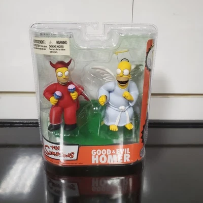 The SIMPSONS Good & Evil Homer (Angel & Devil) Figures by McFarlane Toys NIB - Image 1 of 4