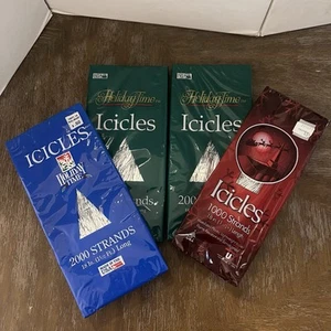 Vintage Silber Eiszapfen - 4 Packungen 18" lange Lamettastränge für Baum - ungeöffnet - Bild 1 von 4