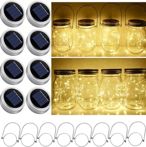 Solar Mason Jar Lid String Lights, 8 Pack 20 Led String Fairy Star Firefly Jar L - Picture 1 of 12
