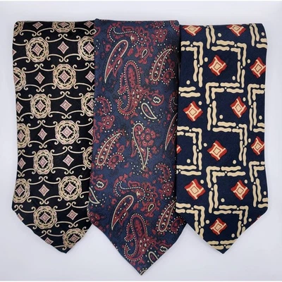 Lote de 3 gravatas Polo Ralph Lauren masculinas pacote gravatas designer de seda clássico vintage - Imagem 1 de 4