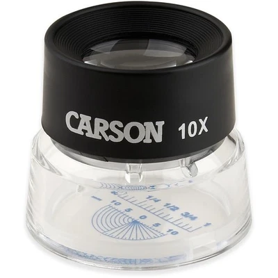 Carson LL-10- 10x LumiLoupe con retícula-usado - para sellos, monedas, análisis forense Foto 1 de 2
