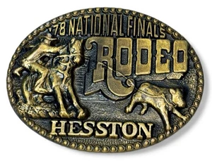Vintage 1978 Hesston National Finals Rodeo NFR Messing Gürtelschnalle **mit Papieren** - Bild 1 von 6