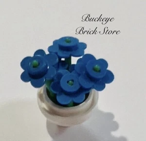 NEW Lego Friends Minifig WHITE POT Container w/Blue Flowers Green Stems - Picture 1 of 1