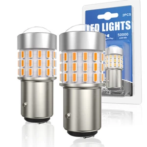 1157 LED Turn Signal Light Bulbs Amber CANBUS Anti Hyper Flash Error Free 2pcs - Picture 1 of 12